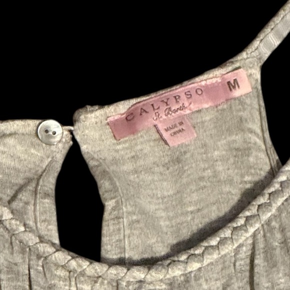 Calypso St. Barth grey dress flowing layers with a braided neckline NWOT SZ M - Picture 4 of 4